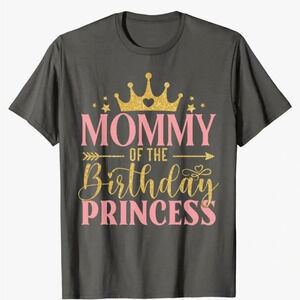 Mommy of the Birthday 🎂 Princess Women’s Size L Gray T-shirt